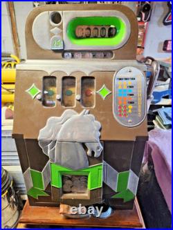 Vintage Mills Horse head 25 cent slot machine with claw foot stand PICK UP ONLY