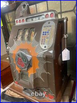 Vintage Mills Novelty Co Black Red Cherry 5 Cent Antique Slot Machine