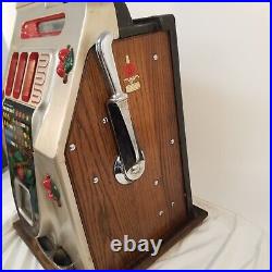 Vintage Mills Novelty Co Black Red Cherry 5 Cent Antique Slot Machine VIDEO 1950