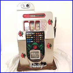 Vintage Mills Novelty Co Black Red Cherry 5 Cent Antique Slot Machine VIDEO 1950