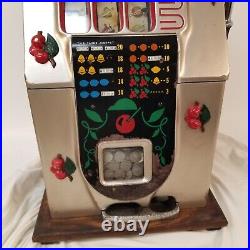 Vintage Mills Novelty Co Black Red Cherry 5 Cent Antique Slot Machine VIDEO 1950