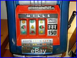 Vintage Mills Slot Machine 7-7-7.25 Cent