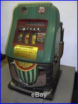 Vintage Mills Water Mellon Bell Slot Machine 10 Cent Token Jackpot