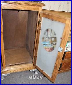 Vintage OAK Metal Claw Feet INDIAN Design Frosted Glass SLOT MACHINE STAND