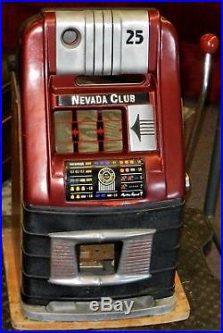 Vintage Rare NEVADA CLUB Mills Nickel Slot Machine (Empty Case Only, WithKeys)