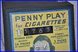 Vintage SMOKES Themed Penny Coin-op Counter Top Gaming Machine READ