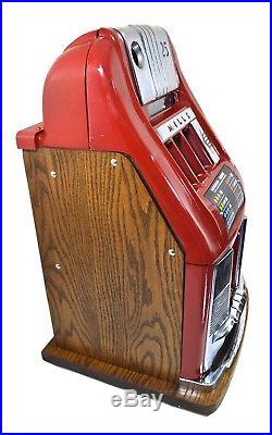 Vintage Slot Machine Red 25 Cent Mills In Working Condition With No Back Cover
