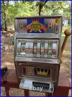 Vintage Waco Casino Crown Flashing Novelty Slot Machine 25 Cent Coin. Works