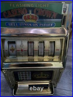 Vintage Waco Casino Crown Novelty Metal Slot Machine 25 Cent Coin. Works