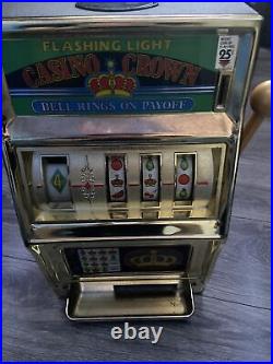 Vintage Waco Casino Crown Novelty Metal Slot Machine 25 Cent Coin. Works