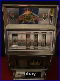 Vintage Waco Casino Crown Novelty Slot Machine 25 Cent Coin Works