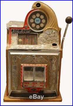 Vintage Watling 25c Rol-A-Top reproduction Slot Machine coin operated