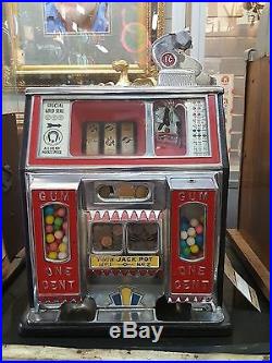 Vintage Watling Baby Twin Jackpot 1933 Golden Coin Gum 1 Cent Penny Slot Machine