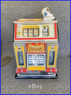 Vintage Watling Twin Jackpot Golden Coin Gum 5 Cent Nickel Slot Machine Working