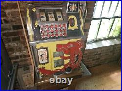 Vintage slot machine Red Lion Head. Gum Dispenser. Works Great! 5 c