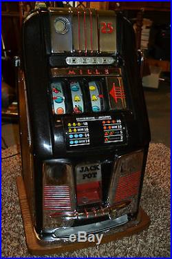 Vtg MILLS Slot Machine Hi Top coin op vending casino antique 25 Cent