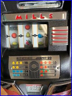 Vtg MILLS Slot Machine Hi Top coin op vending casino antique 50 Cent Owl