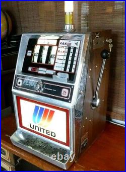 Vtg WORKING Jennings 400 SLOT MACHINE from UNITED AIRLINES from Las Vegas Lounge
