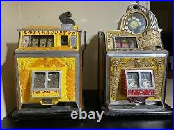 Watling 25 Cent Roll-A-Top & 5 Cent Treasury Mechanical Slot Machine Antique