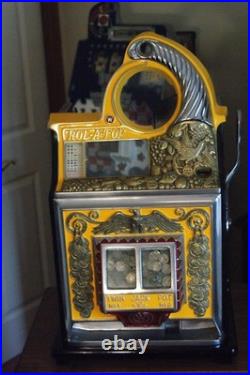 Watling Bird Of Paradise Antique Slot Machine 5 Cent Rol-A-Top