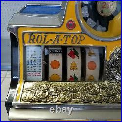 Watling ROL-A-TOP 1930's Antique 25 Cent Slot Machine Twin Jack Pot with Key