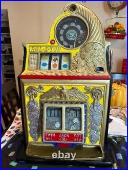 Watling Twin Jackpot Rol-A-Top 5 cent Slot Machine Completely Restored