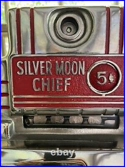 Working Vintage Jennings CHIEF SILVER MOON 5c SLOT MACHINE PRISTINE